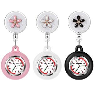 AGEN KGEN 3X Retractable Nurse Watch for Nurses Doctors, Clip-on Hanging Lapel Nurse Watch Silicone Cover Brooch Fob Pocket Watch Badge Reel (3 Pack)