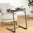 LORYERGO TV Tray - TV Table for Eating, Folding Table Trays with 6 Height & 3 Tilt Angle, TV Tray Table with Removable Cup Holder, Dinner Tray for Eating or Working on Couch, Bed & Office, 1pcs