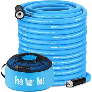 Kohree 100 FT RV Water Hose, 5/8" Premium Drinking Water Hose, Leak Free, No Kink, Long Garden Hose 100 ft with Storage Bag, Ideal for RV, Camper, Truck, Garden - Blue