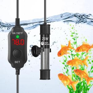AquaMiralce Aquarium Heater 25W Turtle Heater for 3-5 Gal Tanks, LED Digital Display Fish Tank Heater with Auto Power-Off When Leaving Water & High Temp Protection