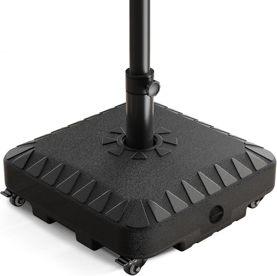 PUIPUM Wheel Terrace Umbrella Base, 120 Pound Outdoor Umbrella Frame Base, Heavy-Duty and Durable Umbrella Holder, Convenient to Move Outdoor Terrace/Pool Umbrella Holder (Black)