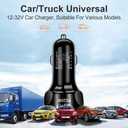 4 Port USB Fast Charging Cigarette Light Car Charger 3 * 2.4 A USB/ 1 PD20W LED Light Compatible with Tablets Cameras iPhone 14 13 12 11 Pro Max X XR XS Samsung Galaxy Series Google Pixel Android/iOS