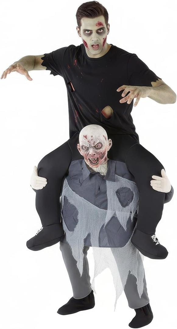 Morph Zombie Piggyback Costume, Zombie Costume Adult, Piggyback Costumes for Adults, Halloween Costumes for Men