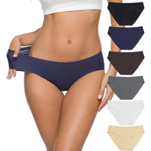 ALTHEANRAY Womens Seamless Hipster Underwear No Show Panties Soft Stretch Bikini Underwears Multi-Pack (Large)