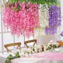 Waipfaru 24 Pack Wisteria Hanging Flowers, 3.6 Feet Wisteria Artificial Flowers, Wisteria Garland, Hanging Flowers for Wedding Decoration, Vines for Bedroom Home Wall Decor (White & Pink & Purple)
