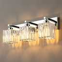 Modern Bathroom Vanity Light 3-Lights Chrome Crystal Bathroom Wall Light Vanity Light Fixtures20.47-inch Modern Minimalist Design