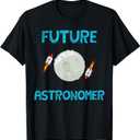 Future Astronomer Children's Star Galaxy Moon Rocket Ship T-Shirt (Small, Black)