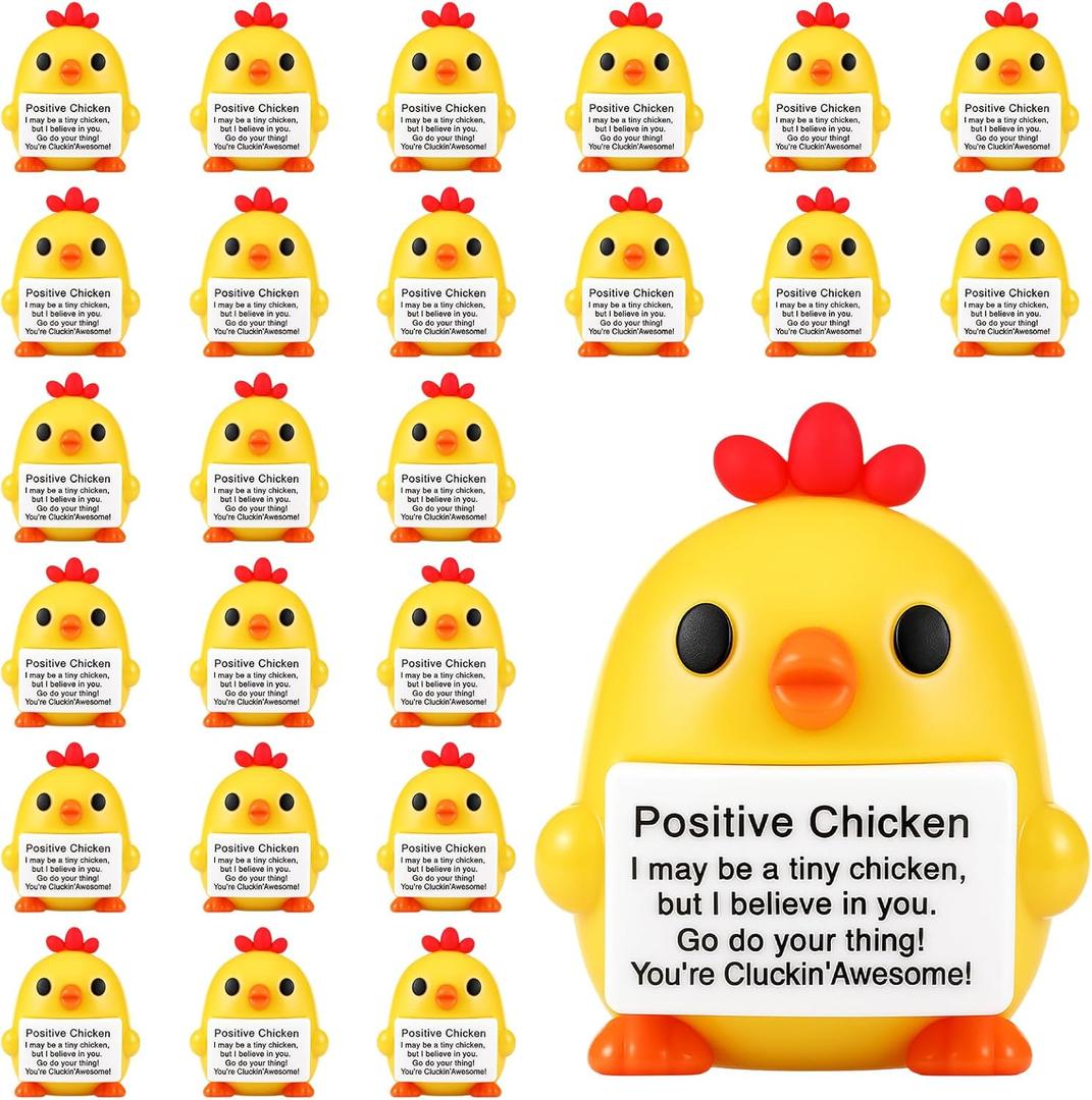 Gejoy 25 Pcs Mini Rubber Chicken Toys Positive Gifts Mini Chickens Decorations and Encouragement Birthday Motivational Gifts for Colleague Staff Teacher