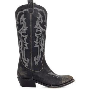 Mezcalero|Cowboy Women boots with vintage finish and and lateral pull straps - Macarena Stone Moka (8)