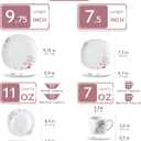 VEWEET Annie Porcelain Dinnerware for 6, 30-Piece Pink Floral Dish Set With Plates and Bowls Including Dinner, Dessert, Soup, Cups & Saucers