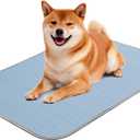Summer Dog Cooling Mat Washable Ice Silk Self Cool Pad for Small Dogs and Cats, 27x22in Pet Sleeping Pad for Crate, Bed, Indoor & Outdoor Floor, Car Seats (Blue, 27x22in)