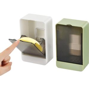 Soap Holder Dish Shower, 2 Pack Bar Soap Holder with Drainage, Self Draining Soap Holder, Wall Mounted Soap Box Tray Container for Bathroom, Bathtub Kitchen Sink, No Drilling, 4 Adhesive Include (Green,White)