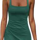 Nirovien Womens Tennis Dress with Built in Shorts Athletic Dresses Workout Dress Skort Dress Golf Outfits (X-Small, Dark Green)