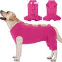 IECOii Pet Surgery Recovery Suit, Breathable Dog Bodysuit E-Collar & Cone Alternative Surgical Suit After Spayed/Neutered Wear, Recovery Suit for Dogs Male Female Sleeve to Prevent Licking, XL-Rosered (X-Large(Chest: 27.2- 32.7 in))