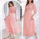 Wedtrend Women's Sequin Dresses Sparkly Glitter Dress Split Sleeves Formal Dresses Maxi Evening Dress (Pink, L)