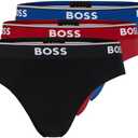 BOSS Men's Stretch Cotton 3 Pack Briefs (Medium, Red/Navy/Black)