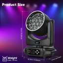 BETOPPER Moving Head Light,19x15W RGBW with Light Strip Effect Moving Head Stage Spotlight,Lightweight Disco DJLight for Party Wedding Club Bars Show1