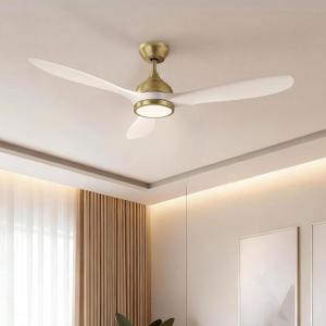 GREENEVER 52" Ceiling Fan with Light Remote Control, Quiet Reversible DC Motor, 3CCT Dimmable Memory, Modern Luxury Ceiling Fan for Master Bedroom Kitchen, Gold and White by GRANDJOY, Medium