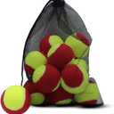 Tennis Balls, 12 Pack 25% Low Compression Stage Tennis Ball for Beginners Youth Kids Training Practicing with Mesh Bag for Easy Transport (Red)