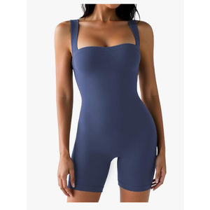 Sunzel Athletic Romper for Women Workout Tank Top Bodysuit One Piece Buttery Soft Jumpsuit Scrunch Shorts Yoga Gym Outfit, Size Large, Navy Blue 