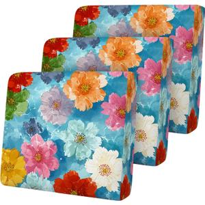 Colorful Floral Seat Cushion Cover Set, Watercolor Flower Sofa Cushion Slipcover, Stretch Couch Seat Protector with Elastic Bottom, Furniture Cover for Home Decor, 3PC, S(27.5"D*25"W*9"H), 34
