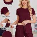 Ekoauer Women 2 Piece Maternity Pajamas Set Lightweight Pregnancy Outfit Ribbed Knit Postpartum Loungewear Set with Pocket (S)