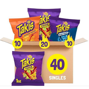 Takis Variety 40ct 1oz 28.4g  HOT CHILI PEPPER ARTIFICIALLY FLAVORED TORTILLA CHIPS Best before: FEB2426 RL