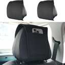 2PCS Car Headrest Covers for Back Seat with Pocket, Universal Leather Head Rest Cover, Multi-Functional Backseat Organizer for Phone, Key, Wallet, Coin Storage Black