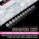 UNA GELLA Almond Gel Nail Tips, 504PCS Pre Etched Clear Fake Nails Tips Medium Almond Shape - 12 Sizes Full Cover Soft Acrylic Press On Nail Extensions No C Curve Gift for Diy at Home