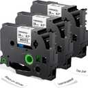 Label KINGDOM 18mm 0.7 Inch Laminated White Tape Replace for Brother Label Maker Tape TZe-241 Compatible with P Touch TZ TZe 3/4" Black on White TZE241 for PTD410 PT-D400 PT-D610BT PTD600, 3-Pack