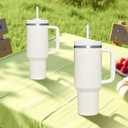 3 x 6 Pack Reusable Glass Straw for Stanley 40 oz 30 oz Cup Tumbler,12.2''x10MM,3 Straight and 3 Bent with 2 Cleaning Brushes,Compatible with Stanley 40oz Stanley Cup Tumbler