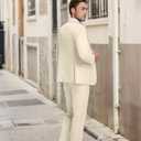 Mens Suit Slim Fit 3 Piece Double Breasted Suit Men Formal Tuxedo Set Casual Wedding Prom Groom Suits (XXXL)