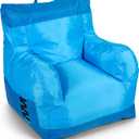 Big Joe Dorm Bean Bag Chair with Drink Holder and Pocket, Two Tone Blue Smartmax, Durable Polyester Nylon Blend, 3 feet