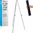 U.S. Art Supply 63" High Metal Folding Display Easel - Adjustable Height, Instantly Collapses, Holds 5 lbs - Portable Art Easel Stand - for Sign, Poster, Canvas, Painting, Picture Display