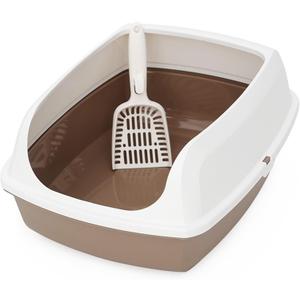 KittyClean XL Cat Litter Box with Control Litter Sheld- XL Litter Box for Big Cats - Extra Large Litter Box for Multiple Cats (Large Open Top - Brown)