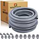 Liquid-Tight Conduit - 1inch 100 Foot Flexible Non Metallic Liquid Tight Electrical Conduit Kit, with 6 Straight and 4 Angle Fittings Included. 1" Dia
