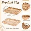Teenyyou Woven Scalloped Tray 24" L X 18" W X 2.4" H Handwoven Serving Ottoman Tray with Handles Large Rectangle Basket for Decorative Organizing(Water Hyacinth)
