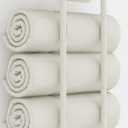 Towel Rack with Shelf and 3 Hooks, Bethom Towel Holders for Bathroom Wall Mounted, Metal White Towel Racks can Hold 3 Large Bath Sheets Blanket (Round Tube, White)