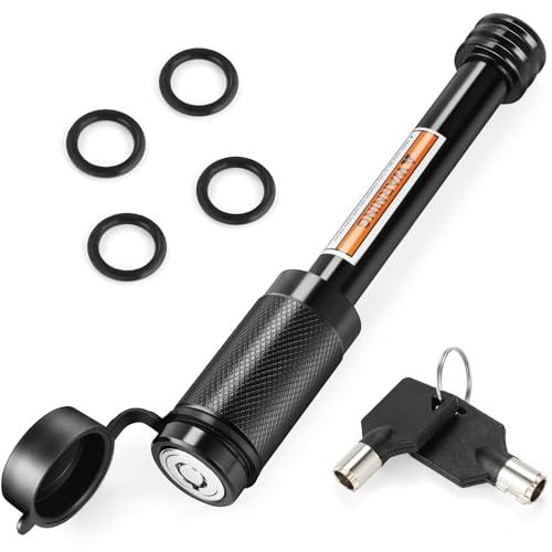 JUSTTOP Trailer Hitch Receiver Pin Lock,5/8" Dia 3-1/2" Long Pin Trailer Lock for Class III IV 2" and 2-1/2" Receiver,Tow Hitch Pin Lock with 4 Anti-Rattle Rubber O-Rings,for Trailer Truck Car Boat
