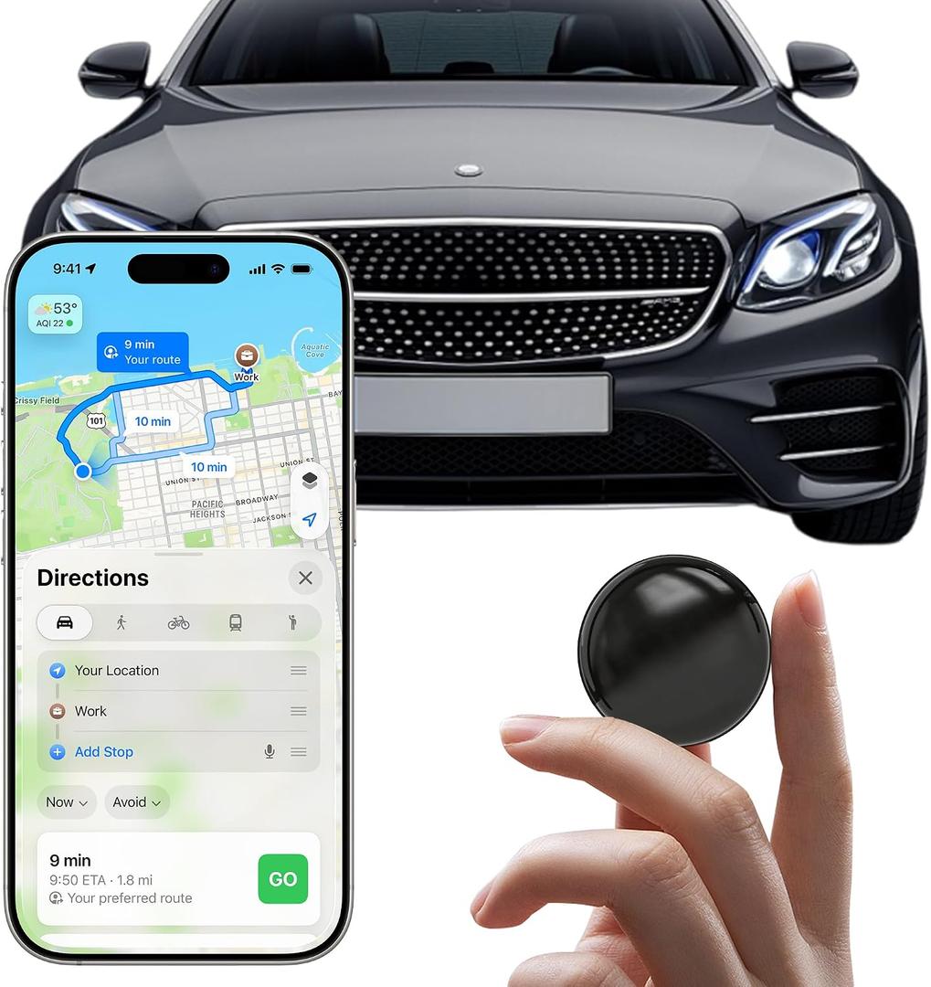 GPS Tracker for Vehicles.Mini Hidden Magnetic GPS Tracker for Vehicles - Full Global Coverage, No Subscription or SIM Card Required - Perfect for Cars, Assets, Pets, Kids, and Seniors(Black Circle)