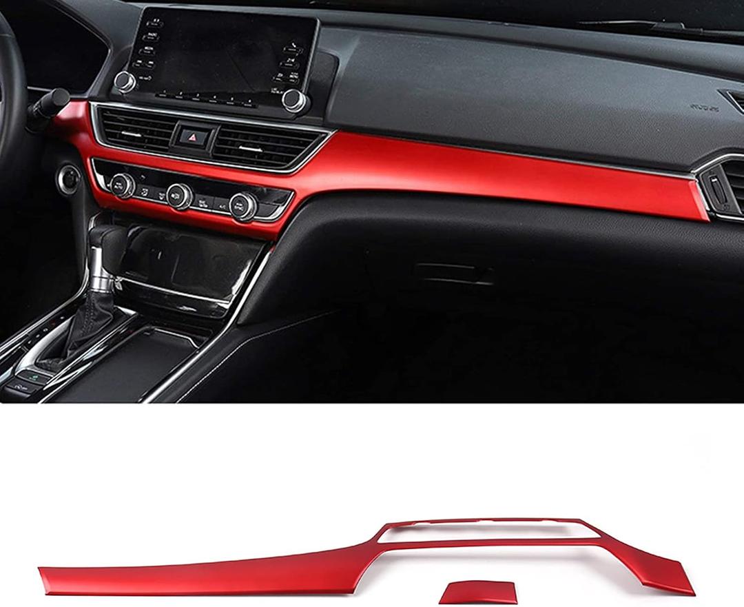 Car Accessories Fit for Honda Accord 10th Gen 2018-2022 Inner Dashboard Center Console AC Switch Button Panel Stripe Cover Trim  Red ABS 2 PCS