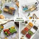 Large Snackle Box Container, Picnic Basket with Lid and Handle, 8 Big Compartment Clear Organizer Divided Serving Tray for Biscuit, Fruits, Charcuterie - Perfect for Travel, Picnic, Beach & Party