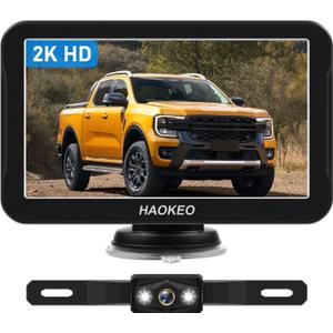 Backup Camera for Truck 7 Inch HD 2K Front Rear View Monitor kit Auto Color Image Night Vision, IP69 Waterproof DIY Grid Lines for Car/RV/Tractor/Semi-Trailers/Pickup H7