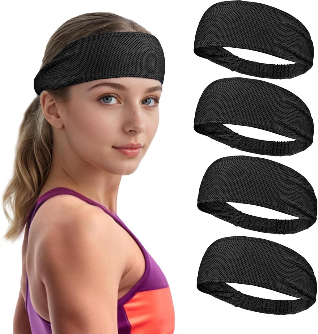 Sukeen Cooling Headbands for Women, Instant Cooling, Moisture Wicking Non-Slip Sweatbands for Women, Elastic Sweat Bands Headbands for Running Yoga Gym Athletic Sports Workouts (Black)