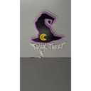 Halloween Neon Sign - "Trick or Treat" Witch Hat LED Neon Light - Purple & Yellow Wall Decor for Home, Party, Bar, and Kids' Room