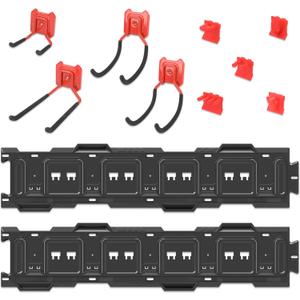 PR1ME 11 pcs Garage Storage Wall Mount Organizer Kit, Garage Storage Wall Rails with Utility Garage Wall Mount Hooks, 2X 31 inch Wall Rails, 4 Steel Garage Hooks, 5 Plastic General Purpose Hooks