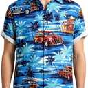 Hawaiian Shirt for Men, Short Sleeve Button Down Shirts Summer Beach Vacation Tropical Guitar Pattern Casual Tops (M)