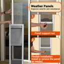 Dog Door for Sliding Glass Door Insert, Height Adjustable from 44" to 84", Large