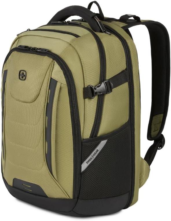SwissGear Travel Tech Pro Laptop Backpack Fits Laptops up to 16 ScanSmart TSA-Friendly Backpack with Multiple Organizer Pockets Olive