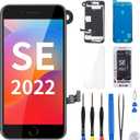 For iPhone SE 3rd Generation 2022 Screen Replacement with Home Button 4.7" LCD Display SE3 3D Touch Digitizer with Front Camera Earpiece Full Repair Tool Kit A2783 A2784 A2595 A2785 A2782